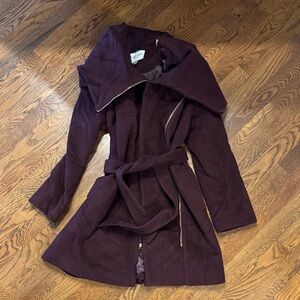 Cole Haan, Women's burgundy Purple Belted Coat